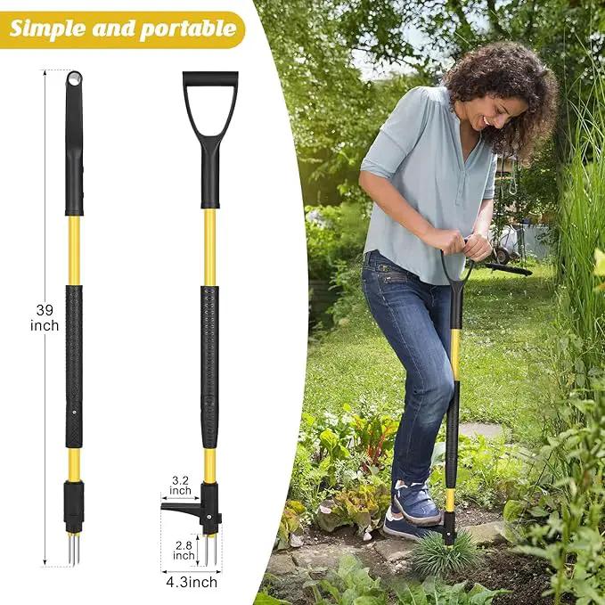 39" Stand Up Weed Puller Tool - Heavy Duty Detachable 3-Claw Weeder with Ergonomic Long D-Handle | Tools for Effortless Garden Weed Removal (Dandelions, Thistles & More) by GreenHaven Gardens