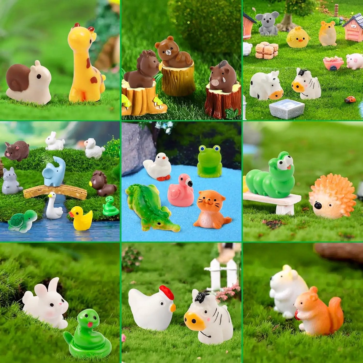 42 Pcs Mini Resin Animals 42 Styles Resin Animals Figurines Bulk for Fairy Garden Miniature Dollhouse Accessories Hide Crafts Decor by GreenHaven Gardens