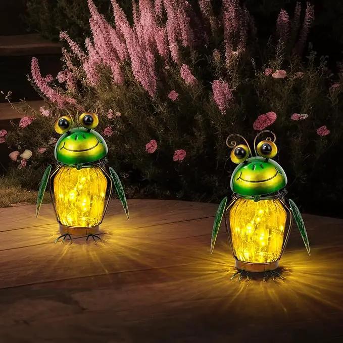 2 Pack Solar Lanterns Outdoor Waterproof Frog Hanging Solar Lantern, LED Glass Jar Outdoor Lanterns, Garden Lantern Lights for Yard Tree Table Xmas Metal Decoration by GreenHaven Gardens