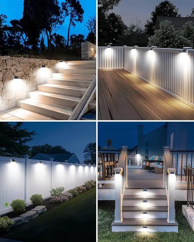 12 Pack Solar Lights Outdoor Motion Sensor, Waterproof Fence Lights with 3 Lighting Mode, Cool White LED Security Deck Lights for Outside Wall Yard Steps Stairs Garden - White by GreenHaven Gardens