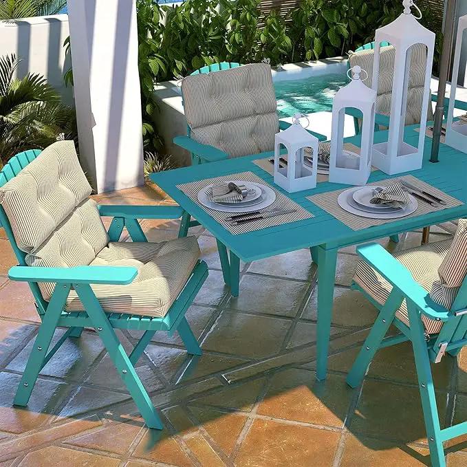 LVTXIII Outdoor Seat and Back Chair Cushion Patio Tufted High Back Cushion with Ties, Seasonal Replacement Rocking Chair Cushion for Home Office Garden Use, 44” L x 22” W, Set of 2, Stripe Beige by GreenHaven Gardens