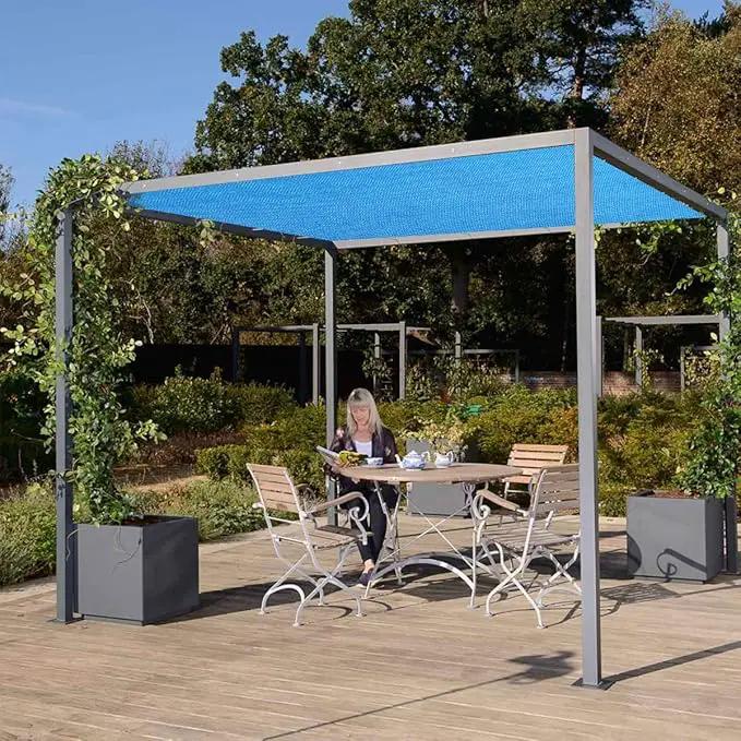 Eden's Decor Straight Flat-Edged Sun Shade Sail Rectangular 7' x 8' Blue UV-Blocking Outdoor Canopy Fabric Cloth Awning for Pergola Patio Garden Backyard Custom Size by GreenHaven Gardens