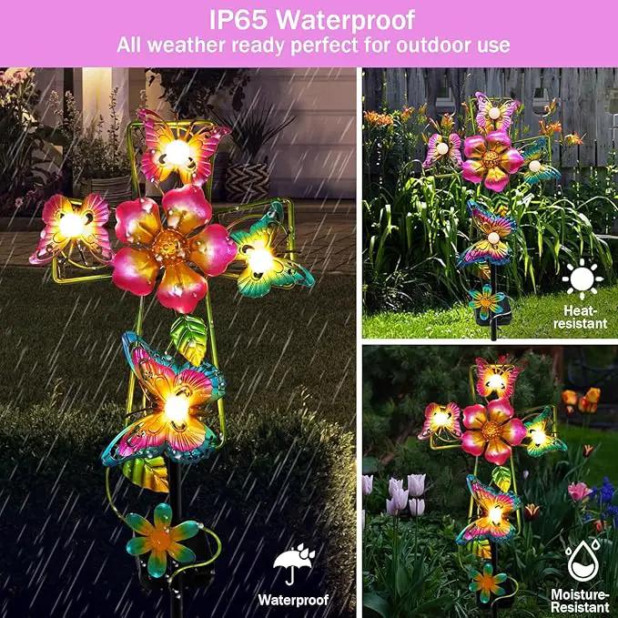 Solar Cross Garden Lights, Solar Butterfly Stake Lights Cemetery Decorations for Grave, Jesus Cross Sympathy Memorial Gifts for Mother Grandma, Metal Garden Art for Yard Lawn Patio Decor by GreenHaven Gardens