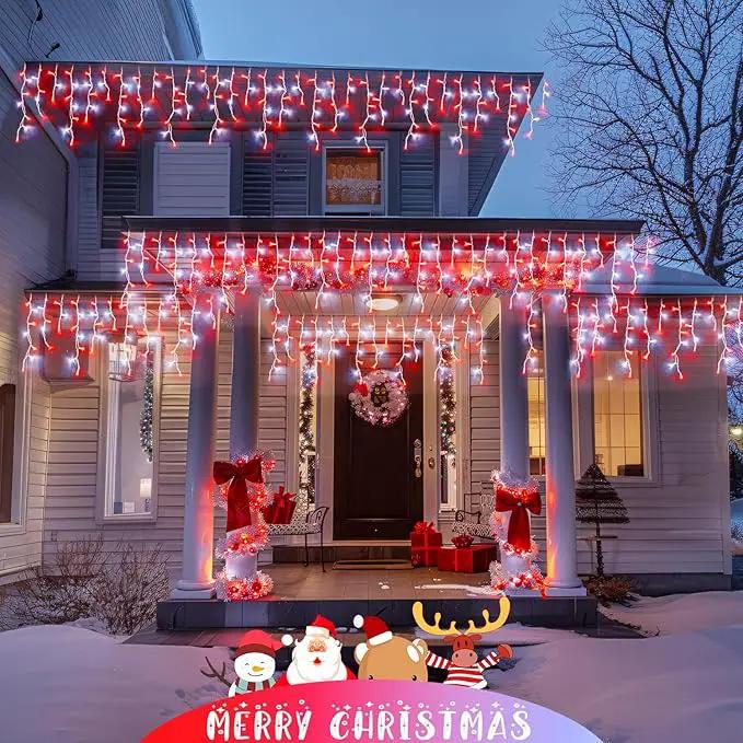 JMEXSUSS 38.8 Ft 400 LED Icicle Christmas Lights for Outside, 8 Modes Red and White Icicle String Lights Plug in with Remote, Christmas Lights Indoor Outdoor for Halloween Party Christmas Decoration by GreenHaven Gardens