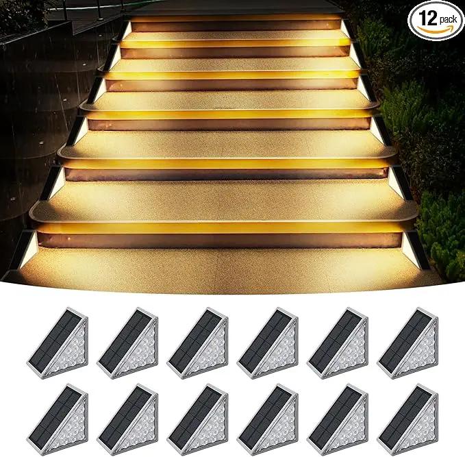 Solar Stair Lights Outdoor, 12 Pack Outdoor Solar Lights Waterproof IP67, Solar Step Lights for Outside, Patio, Decor, Yard, Garden, Front Door, Porch (Warm White) by GreenHaven Gardens