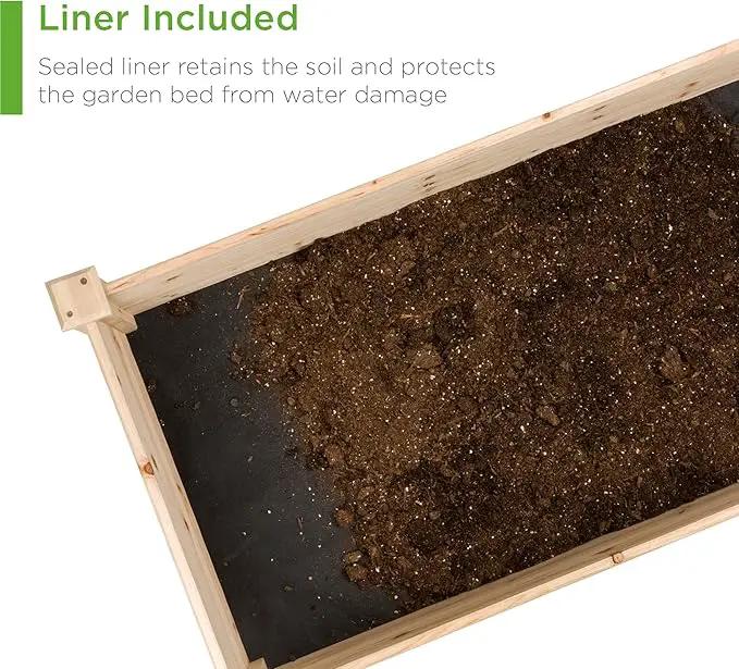 Best Choice Products 8x2ft Outdoor Wooden Raised Garden Bed Planter for Vegetables, Grass, Lawn, Yard - Natural by GreenHaven Gardens