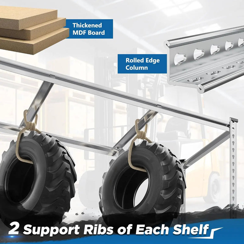 REIBII Garage Shelving, 5 Tier Storage Shelves Load 3000LBS, Adjustable Garage Shelving Heavy Duty, Metal Shelves Unit for Basement, Warehouse, 48" W x 72" H x 18" D, Galvanized by GreenHaven Gardens