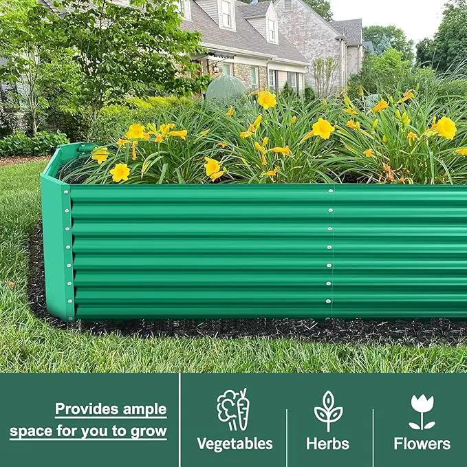 Land Guard 6×3×2 ft Galvanized Metal Raised Garden Bed, 2FT Deep Root Elevated Planter Box Steel Large Vegetable Flower Bed Kit(Green) by GreenHaven Gardens