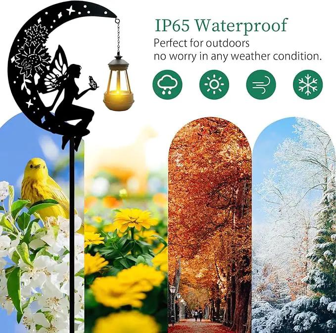 Solar Angel Garden Outdoor Stake Holding Solar Lantern Outdoor Decor Metal Large Angel Sitting Moon Silhouette Stakes for Garden Lawn Patio or Courtyard by GreenHaven Gardens