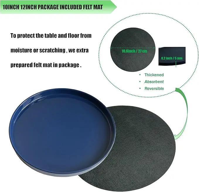 Ceramic Plant Saucer Pot Tray 10 Inch, Planter Saucers 4 5 6 7 8 9 10 11 12 13 Inch for Indoors Outdoor, Durable Sturdy Flower Drainage drip Water Tray for Glazed Pots Base (10.7 Inch-Blue) by GreenHaven Gardens