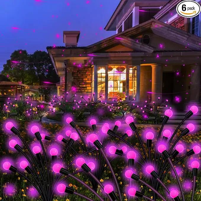 Solar Garden Lights Outdoor, 6 Pack 60 LED Solar Pink Firefly Lights Waterproof, Sway by Wind, Solar Swaying Light for Yard Patio Backyard Garden Planter Flower Bed Pathway Outdoor Decoration by GreenHaven Gardens