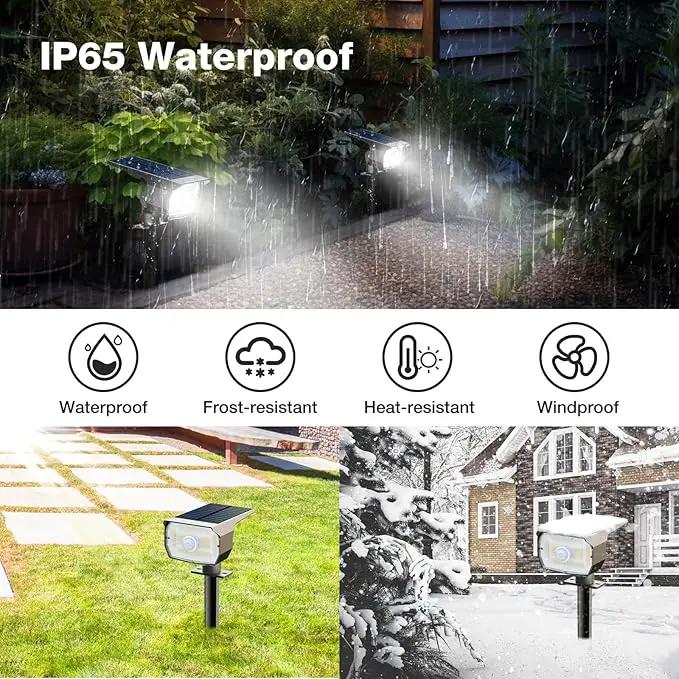 Solar Spot Lights Outdoor Motion Sensor with 3 Modes, [ 12 Pack/56 LED ] 2-in-1 Auto On/Off Solar Landscape Lighting for Outside Yard Wall Garden Path, Cool White by GreenHaven Gardens