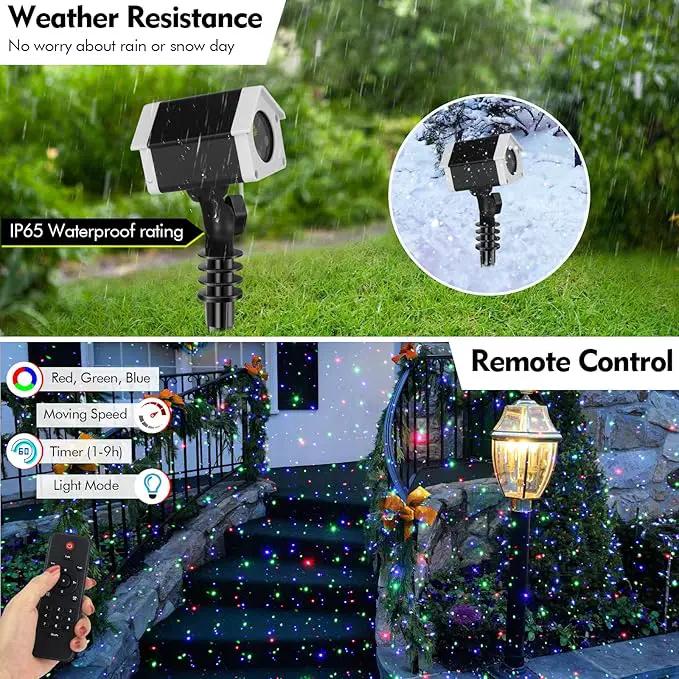 Christmas Laser Lights, Outdoor Garden Laser Lights Star Projector with Moving Firefly for Outdoor, Indoor, Christmas, Holiday (Red Green Blue) by GreenHaven Gardens