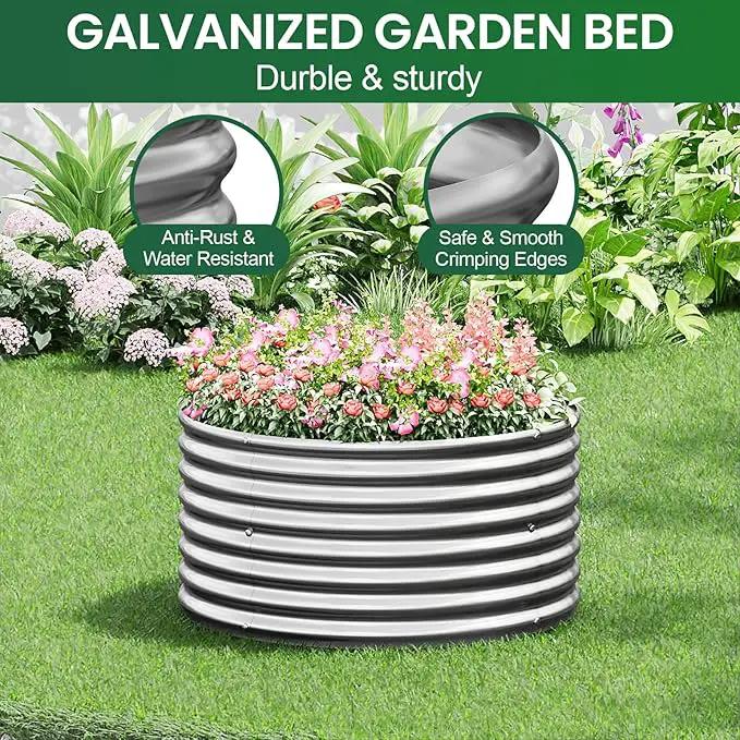 3 Pack 2x2ft Galvanized Raised Garden Bed Outdoor, Metal Garden Bed for Vegetables, Above Ground Garden Box for Flower, Steel Raised Beds for Gardening - 2FTx2FTx10inch by GreenHaven Gardens