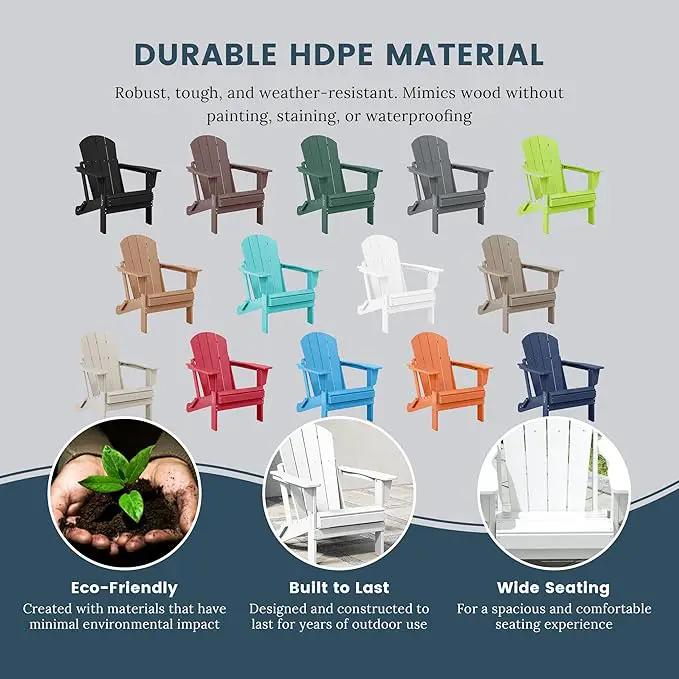 Westin Outdoors Laguna WO Outdoor Adirondack Folding Patio Chairs 8 PCS Set Retro Beach Aesthetic for Backyard, Lawn, Patio, Deck, Garden, Weather Resistant Polyethylene Plastic Lounger (White) by GreenHaven Gardens
