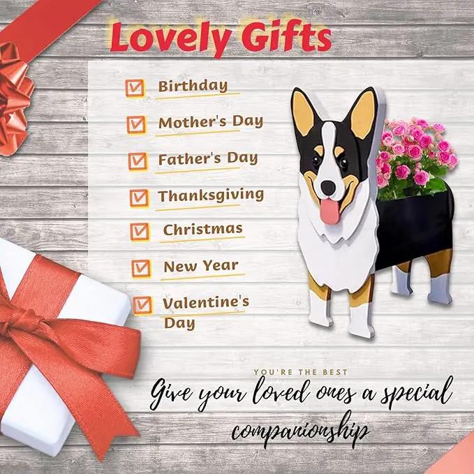 Concepts Welsh Corgi Dog Planter Plant Pots,Cute Garden Dog Flower Planter,Large Dog Planters Birthday Gifts for Women,Office,Indoor/Outdoor Decor（9.84 * 6.77 * 17in） by GreenHaven Gardens