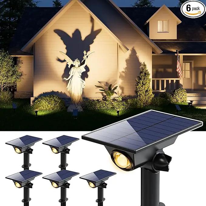 6 Pack Solar Power Spot Lights Outdoor Waterproof LED Dusk to Dawn Landscape Spotlight for Outside Yard, Tree, Flag, Yard, Garden, Statues, 3 Modes, 18 Hours Accent Ambient Lighting - Warm White by GreenHaven Gardens