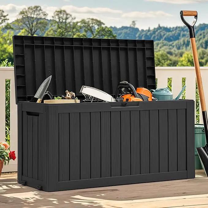 YITAHOME 72 Gallon Outdoor Resin Deck Box with Wheels, Pool Storage Box for Outdoor Cushions, Sports Equipment, Garden Tools, Black by GreenHaven Gardens