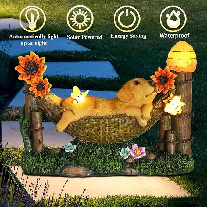 Afirst Solar Garden Outdoor Dog Statues Resin Figurine with Solar Lights Statue Decorations for Lawn, Patio, Balcony, Yard Ornament Mother's Day Gifts,Golden Retriever by GreenHaven Gardens