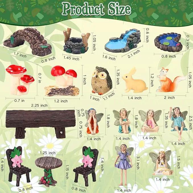 Roowest 19 Pcs Garden Accessories Garden Fairies Kit Miniatures Bunny Squirrel Owl Animals Cute Tiny Mushroom Mini Pond Bridge Figurine Miniature Micro Landscape Ornaments for DIY Home by GreenHaven Gardens