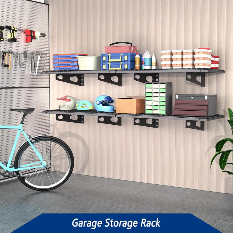 4-Pack 1.5x3FT Garage Shelving 17.7-inch-by-35.8-inch Wall Shelf Garage Storage Rack Wall Mounted Floating Shelves,Black by GreenHaven Gardens