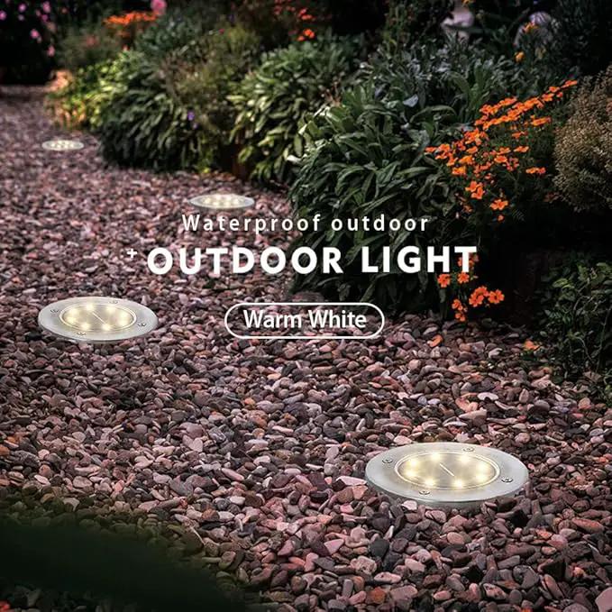 ZGWJ Solar Ground Lights, 8 LED Garden Lights Disk Outdoor Waterproof Landscape for Yard Walkway Patio Lawn Driveway Decoration (8 Pack Warm White) by GreenHaven Gardens