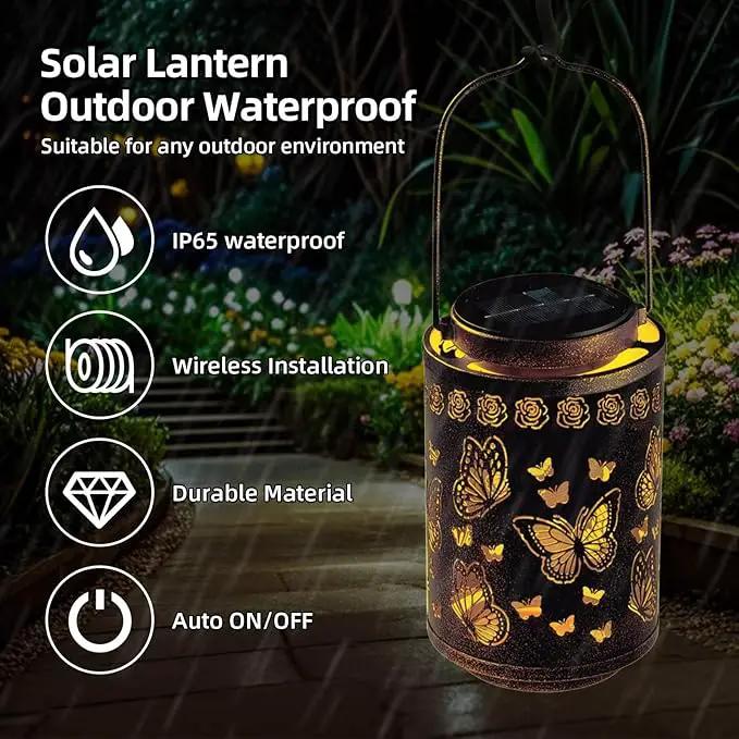 Solar Lanterns Outdoor Waterproof Butterfly Metal Garden Lights, Hanging Decor for Patio, Yard, Fence, Porch, Pathway, Gifts for Women, Mom, Grandma, Unique Mother’s Day by GreenHaven Gardens