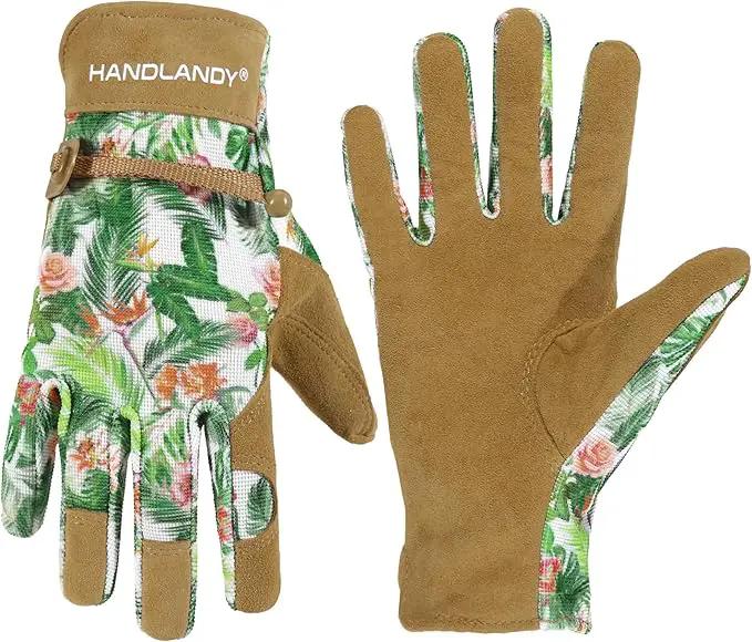HLDD HANDLANDY Work Gloves for Women and Ladies, Leather Gardening Gloves Flexible Mechanic Working Gloves by GreenHaven Gardens