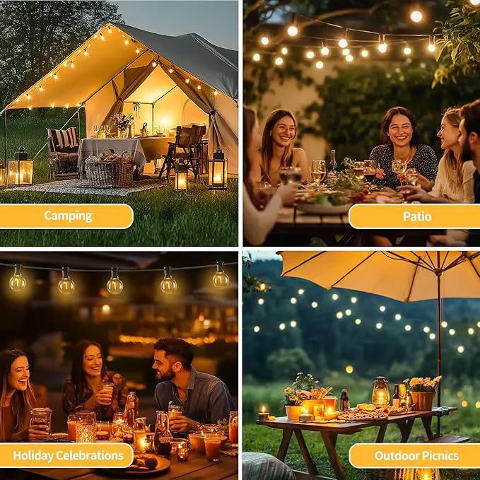 50ft Solar String Lights with Remote, 25+1 LED Bulbs Patio Lights Outdoor Waterproof, G40 Dimmable Deck Lights for Outside Garden Fence Backyard Decor by GreenHaven Gardens