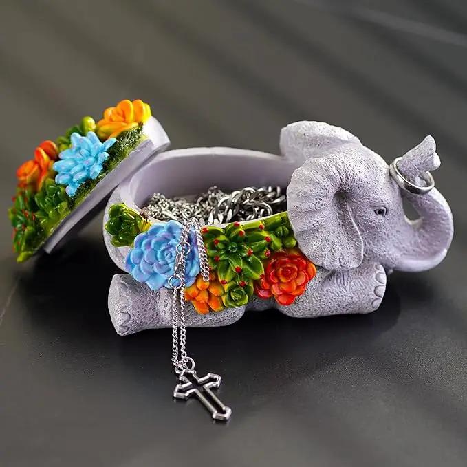 Outdoor Elephant Key Hider Statue - Cute Succulent Elephant Hide a Key Outdoor Decorative - Small Gift Box for Women, Home Decor & Elephant Gifts (Elephant) by GreenHaven Gardens