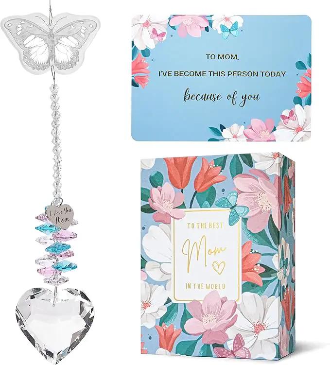 ARUN Gifts for Moms Birthday Gift Moms for mom Birthday Mothers Day from Daughter Son, Love Reminder Gifts Thanksgiving Christmas Butterfly suncatcher with Heart Crystal Mother's Things by GreenHaven Gardens