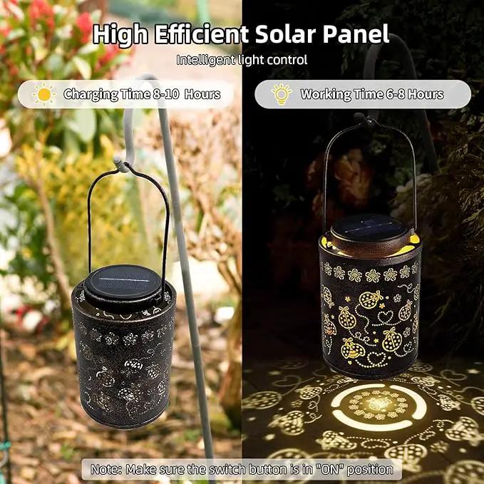 Solar Lanterns Outdoor Waterproof Ladybug Garden Decor, Hanging Metal Lights for Yard, Patio, Backyard, Porch, Fence, Ideal Gift for Women, Mom, Grandma, Birthday & Mother’s Day by GreenHaven Gardens
