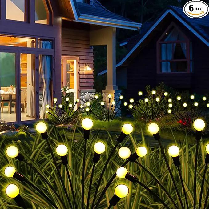 Solar Garden Lights Outdoor, 6 Pack 60 LED Solar Firefly Lights Waterproof, Sway by Wind, Solar Swaying Light for Yard Patio Backyard Garden Planter Flower Bed Pathway Outdoor Decoration (Warm White) by GreenHaven Gardens