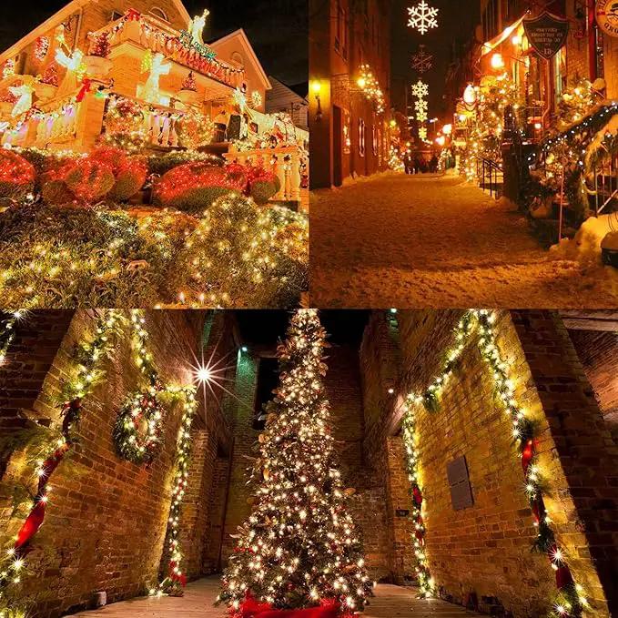 Solar Christmas Lights, 640 LED Solar String Lights 203ft 19 Modes Outdoor String Light for Xmas Trees, Festival, Balcony, Garden Decoration,Warm White by GreenHaven Gardens