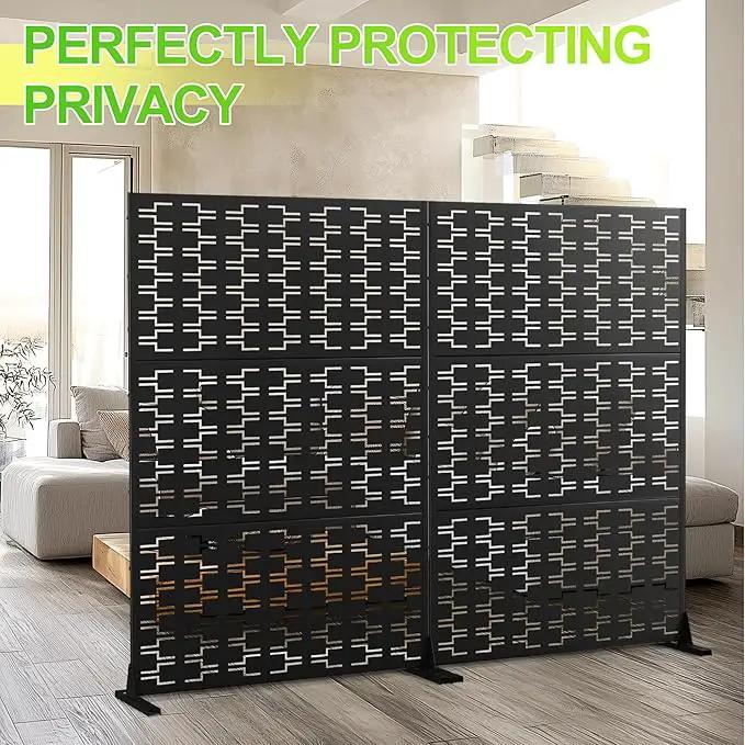Outdoor Privacy Screen,72" H×47" W Metal Privacy Screen, Freestanding Privacy Fence Panels for Patio by GreenHaven Gardens