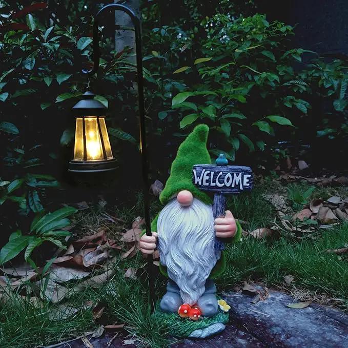 JOYBEE Garden Statues Gnomes with Solar Lantern Outdoor Decor-Gnomes Solar Figurines Lights Decorations for Patio Yard Lawn Ornaments-Gifts for Birthday Easter Housewarming by GreenHaven Gardens
