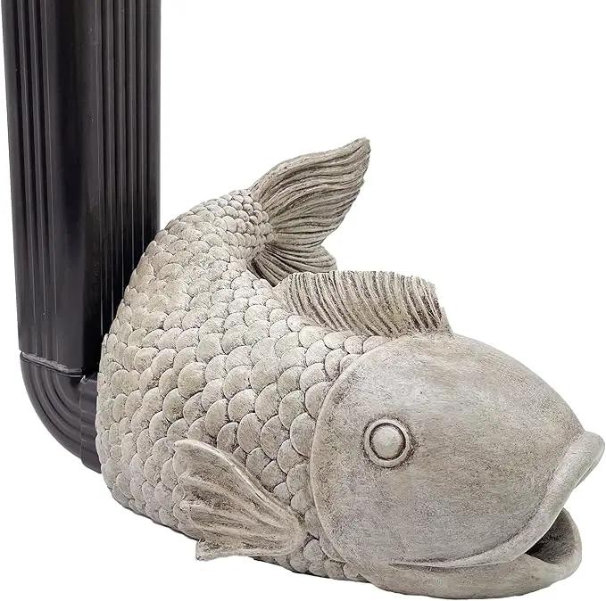 Fish Statues Gutter Downspout Extension Statues Garden Decoration,Resin Statue Outdoor Decor,Animal Downspout Diverter,Decorative Gutter Extension,3"×4" Downspout Extender Diverter Splash Block by GreenHaven Gardens