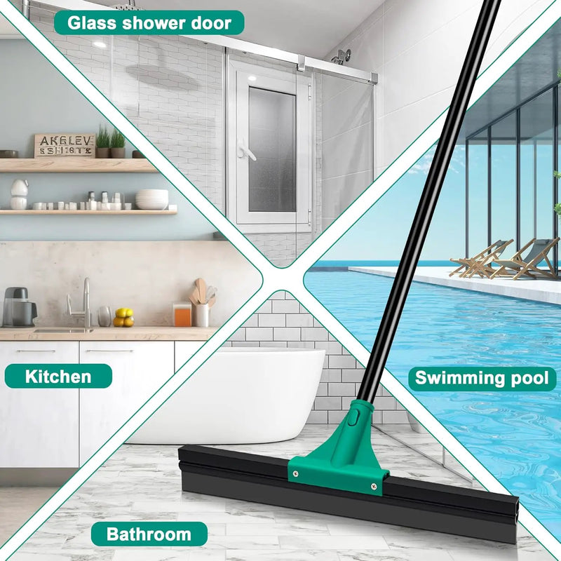 JEHONN Floor Squeegee Heavy Duty with 58.3 inches Long Handle, Rubber Scraper Broom for Cleaning Foam Water on Garage Concrete Bathroom Tile Marble Shower Glass Shop Deck Window Indoor Outdoor Green by GreenHaven Gardens