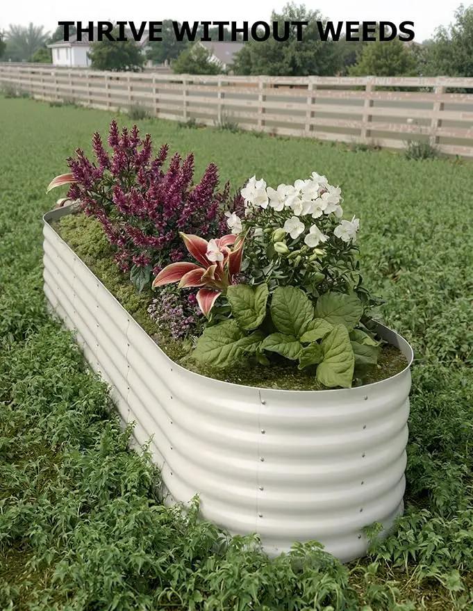 8x2x1.5ft Raised Garden Bed,Galvanized Raised Planter Boxes Outdoor with Easy Assembly, Large Garden Bed for Vegetables, Fruits, Flower,Raised Garden Bed,Beige by GreenHaven Gardens