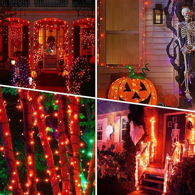 weillsnow 164FT 500 LED Orange Halloween Lights, 8 Modes Waterproof Plug in String Lights for Halloween Indoor Outdoor Yard Party Wedding Garden Home Decorations (Orange) by GreenHaven Gardens