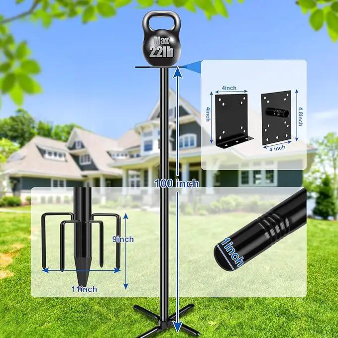 Ottsuls Bird Feeder Pole, 109 Inch Heavy Duty Bird House Pole Kit for Outdoors, with 5-Prong Base Feeding Station for Wild Birds Watching, Adjustable Feeder Stand (House Not Included) by GreenHaven Gardens