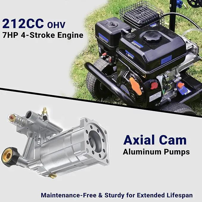 3600 PSI Gas Pressure Washer, 2.3 GPM Heavy-Duty Power Cleaner with 212CC Engine, 5 Quick-Connect Nozzles, 30FT Hose & Reel, Maintenance-Free Axial Cam Pump, for Commercial, Home Cleaning by GreenHaven Gardens