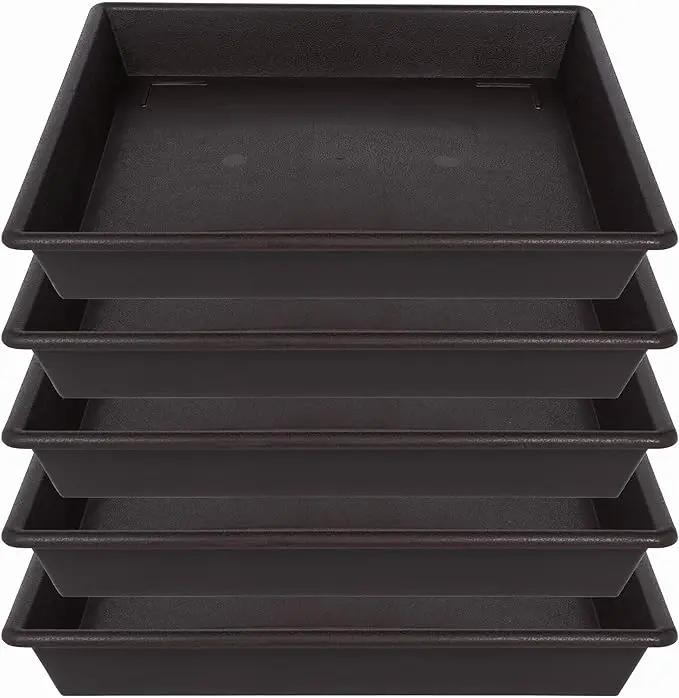Square Plant Saucer 10 Inch 5 Pack, Plant Stand Flower Pot No Holes, Plant Trays for Pots Heavy Duty Plastic Plant Saucers for Indoors Outdoors Plant Lover Gardening Gifts by GreenHaven Gardens