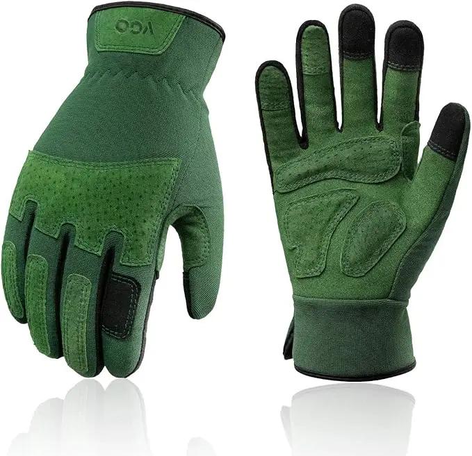Vgo... 1-Pair Ladies' Synthetic Leather Gardening Gloves, Puncture-proof, Thornproof, Durability & Anti-shock Work Gloves, Touchscreen (Size L, Green, SL7471) by GreenHaven Gardens