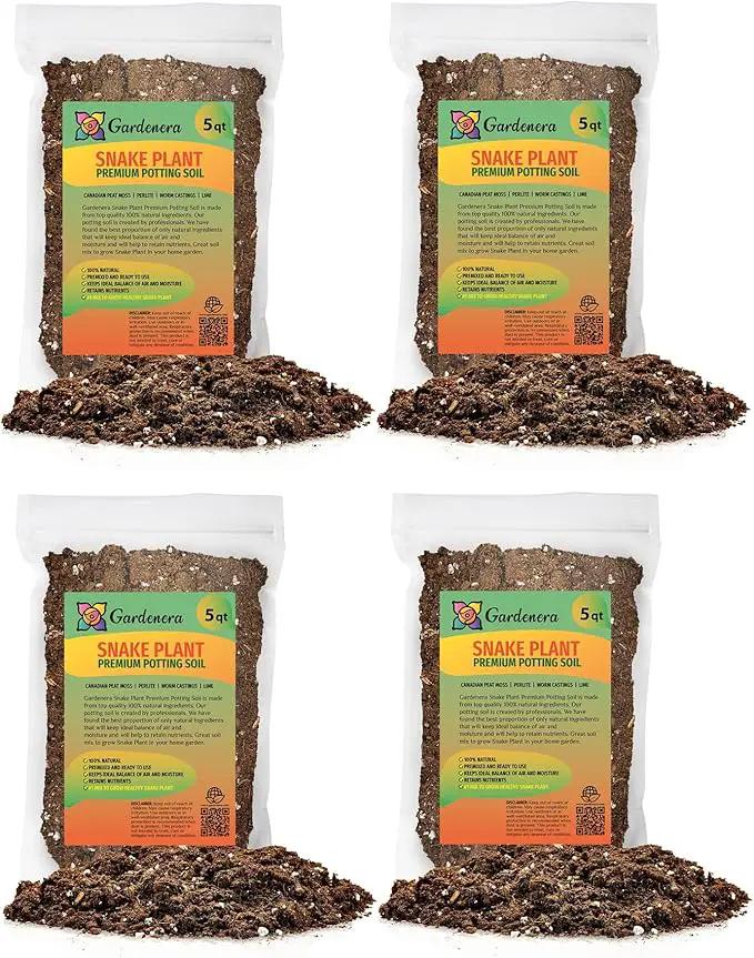 Premium Snake Plant Potting Soil Mix - 20 Quart - Green Sansevieria Trifascatia Zeylanica Plants, Plant or Re-Pot Your Snake Plant (4 Bags of 5 Quart) by GreenHaven Gardens