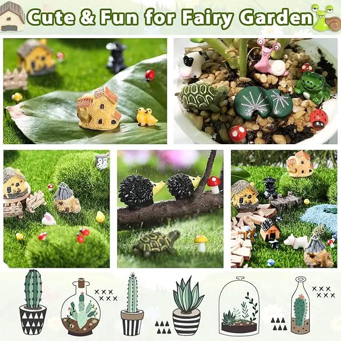 172Pcs Miniature Fairy Garden Accessories Including 100Pcs Fixed Pins, modacraft Fairy Garden Kit Fairy House Animal Figurines Mini Landscape for Garden Dollhouse Potted Plant Bonsai Terrarium Décor by GreenHaven Gardens