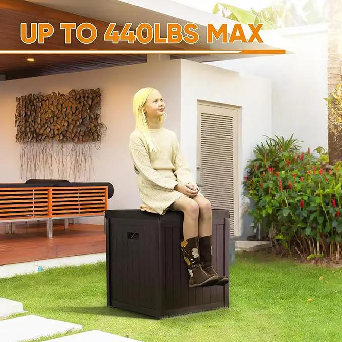 51 Gallon Resin Deck Box, Outdoor Storage Box Waterproof for Patio, Garden, Pool, and Deck, Storage Solution for Cushions, Tools, Delivery Packages, Brown by GreenHaven Gardens