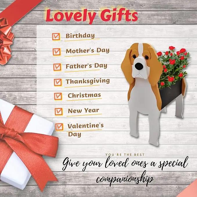 Beagle Dog Planter Plant Pots,Cute Garden Dog Flower Planter,Dog Planters Birthday Gifts for Women,Office,Indoor/Outdoor Decor（9.45 * 6.77 * 13.46in） by GreenHaven Gardens