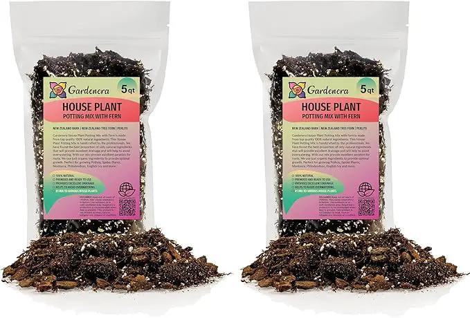Premium Gardenera House Plant Potting Mix - 10 Quart - Fern + New Zealand Bark + Perlite | Great for Pothos, Spider Plants, Montsera, Philodendron, English Ivy (2 Bags of 5 Quart) by GreenHaven Gardens