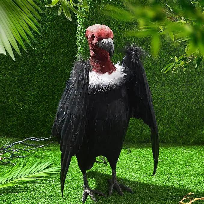 Tenceur 1 Piece Faux Vulture Effigy 18'' Large Fake Vulture Decoys Simulated Full Feathered Realistic Bird Black Hanging Faux Bird Scarecrow for Yard Roofs Trees Garden by GreenHaven Gardens